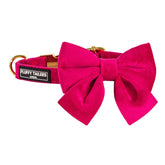 Luxury Pink Velvet Dog Collar And Bow Tie Set